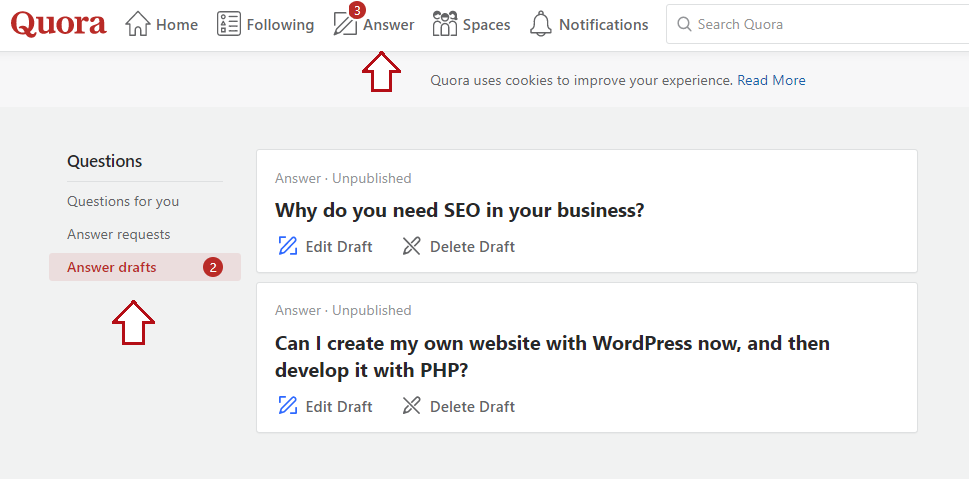 quora vartotojų srautas