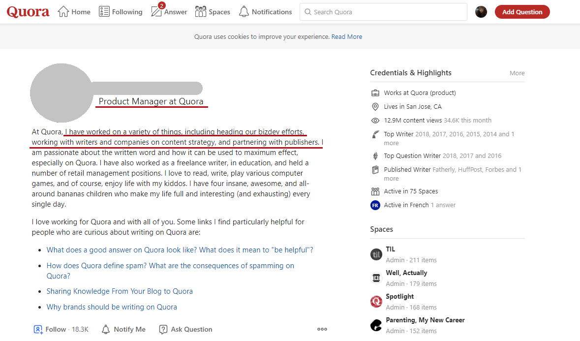 quora vartotojų srautas